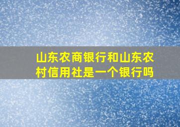 山东农商银行和山东农村信用社是一个银行吗