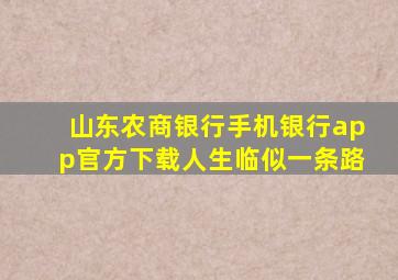 山东农商银行手机银行app官方下载人生临似一条路