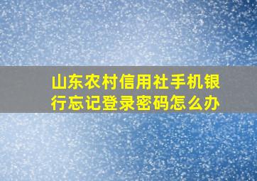 山东农村信用社手机银行忘记登录密码怎么办