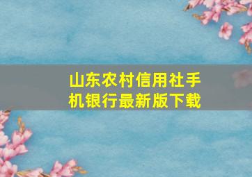 山东农村信用社手机银行最新版下载