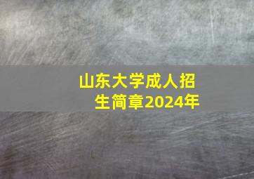 山东大学成人招生简章2024年