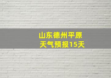 山东德州平原天气预报15天