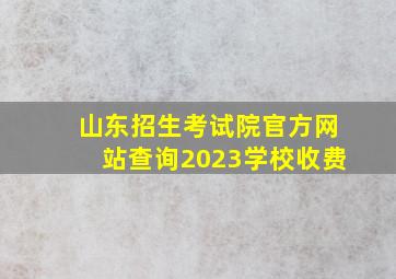 山东招生考试院官方网站查询2023学校收费