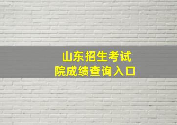 山东招生考试院成绩查询入口