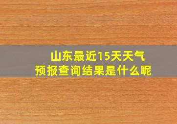 山东最近15天天气预报查询结果是什么呢