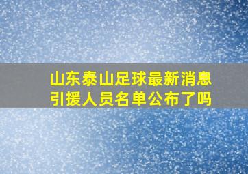 山东泰山足球最新消息引援人员名单公布了吗