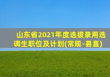 山东省2021年度选拔录用选调生职位及计划(常规-县直)