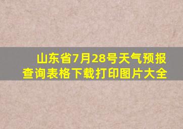 山东省7月28号天气预报查询表格下载打印图片大全