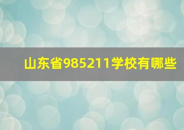 山东省985211学校有哪些