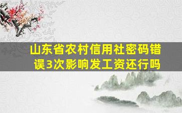 山东省农村信用社密码错误3次影响发工资还行吗