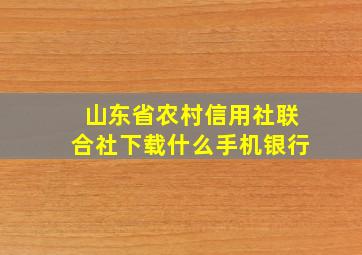 山东省农村信用社联合社下载什么手机银行