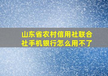 山东省农村信用社联合社手机银行怎么用不了