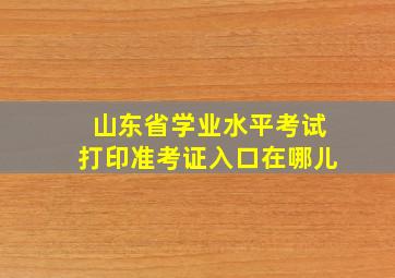 山东省学业水平考试打印准考证入口在哪儿