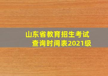 山东省教育招生考试查询时间表2021级