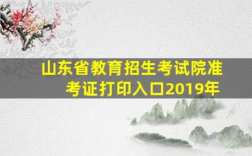 山东省教育招生考试院准考证打印入口2019年