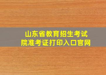 山东省教育招生考试院准考证打印入口官网