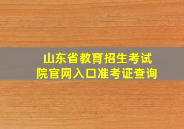 山东省教育招生考试院官网入口准考证查询