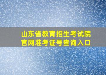 山东省教育招生考试院官网准考证号查询入口