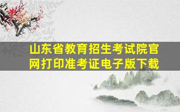 山东省教育招生考试院官网打印准考证电子版下载