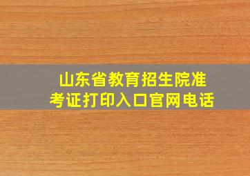 山东省教育招生院准考证打印入口官网电话