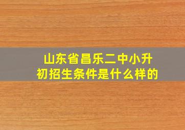 山东省昌乐二中小升初招生条件是什么样的