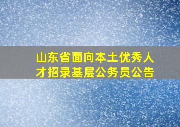 山东省面向本土优秀人才招录基层公务员公告