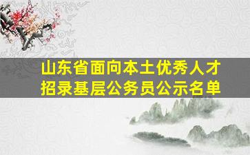 山东省面向本土优秀人才招录基层公务员公示名单