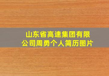 山东省高速集团有限公司周勇个人简历图片