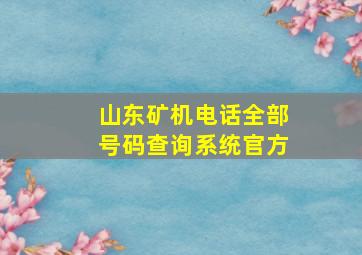 山东矿机电话全部号码查询系统官方