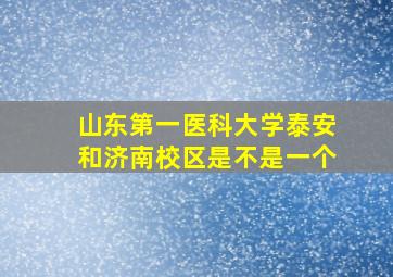 山东第一医科大学泰安和济南校区是不是一个