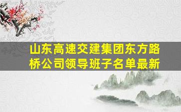 山东高速交建集团东方路桥公司领导班子名单最新