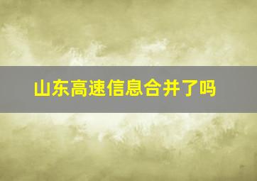 山东高速信息合并了吗