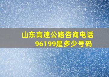 山东高速公路咨询电话96199是多少号码