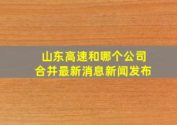 山东高速和哪个公司合并最新消息新闻发布