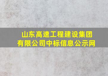 山东高速工程建设集团有限公司中标信息公示网