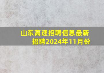 山东高速招聘信息最新招聘2024年11月份