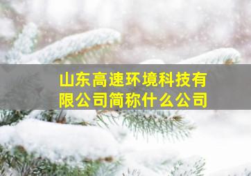 山东高速环境科技有限公司简称什么公司