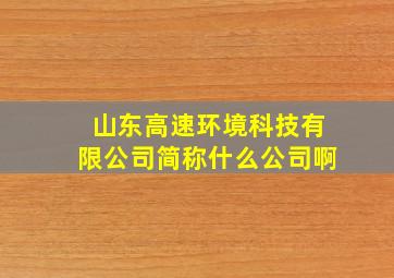 山东高速环境科技有限公司简称什么公司啊