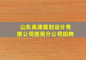 山东高速规划设计有限公司西南分公司招聘