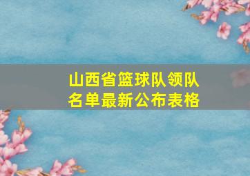 山西省篮球队领队名单最新公布表格