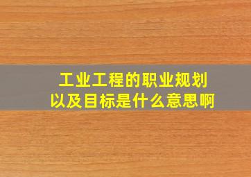 工业工程的职业规划以及目标是什么意思啊