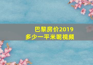 巴黎房价2019多少一平米呢视频