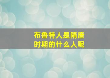 布鲁特人是隋唐时期的什么人呢