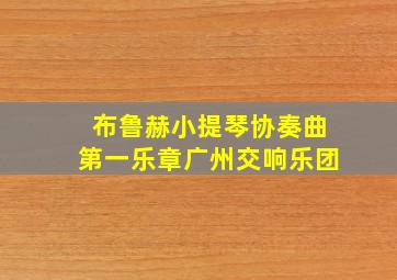 布鲁赫小提琴协奏曲第一乐章广州交响乐团