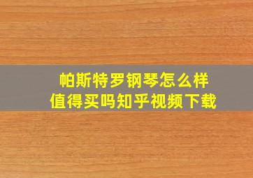 帕斯特罗钢琴怎么样值得买吗知乎视频下载