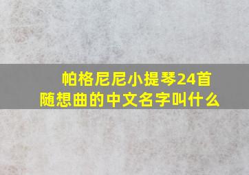 帕格尼尼小提琴24首随想曲的中文名字叫什么