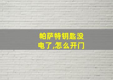 帕萨特钥匙没电了,怎么开门