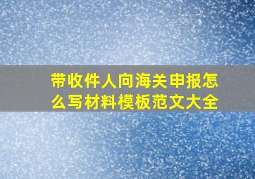 带收件人向海关申报怎么写材料模板范文大全