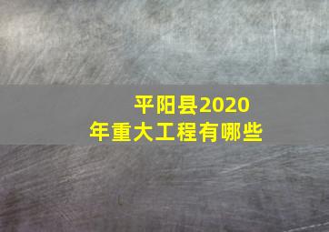 平阳县2020年重大工程有哪些