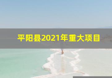 平阳县2021年重大项目